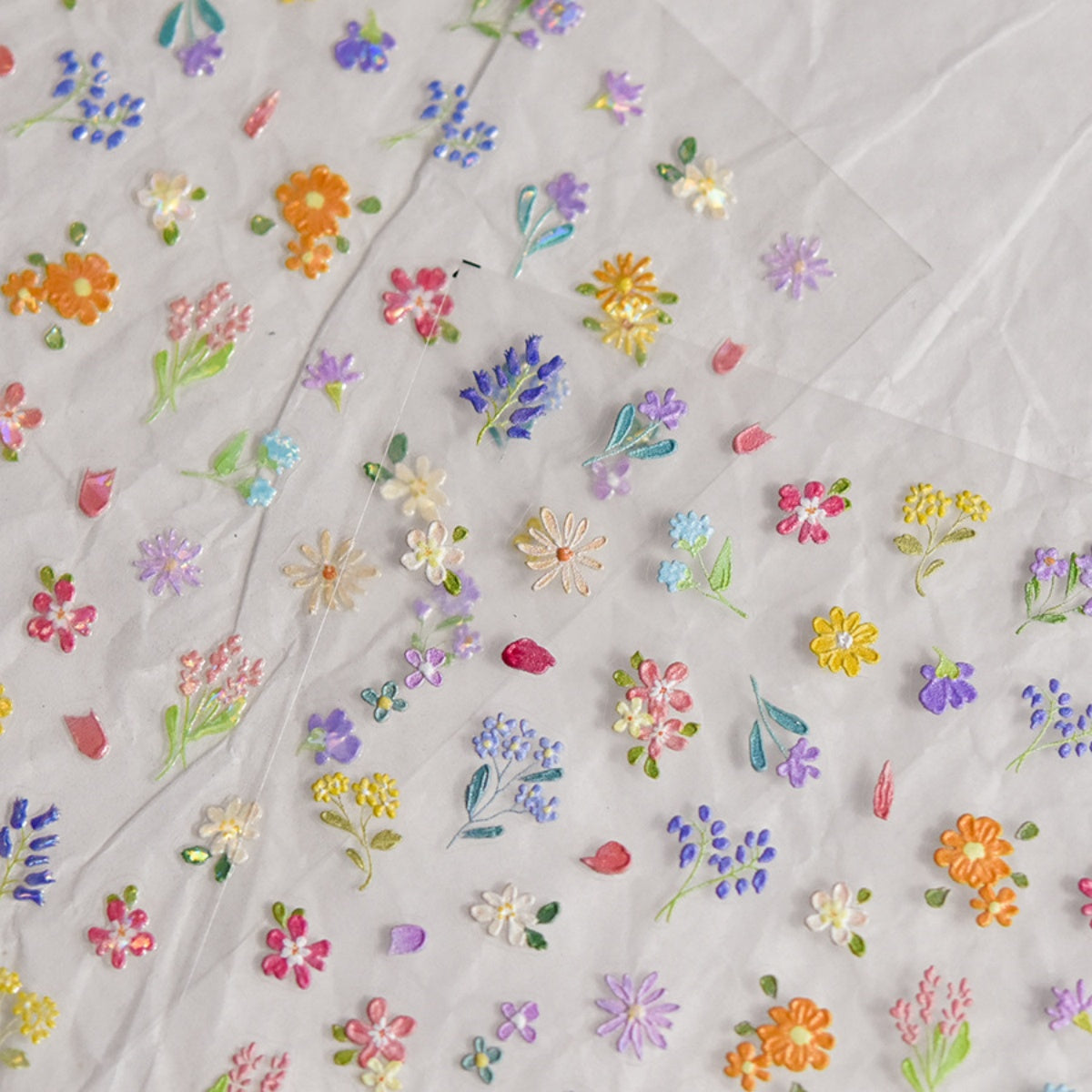 nail stickers with colorful floral pattern
