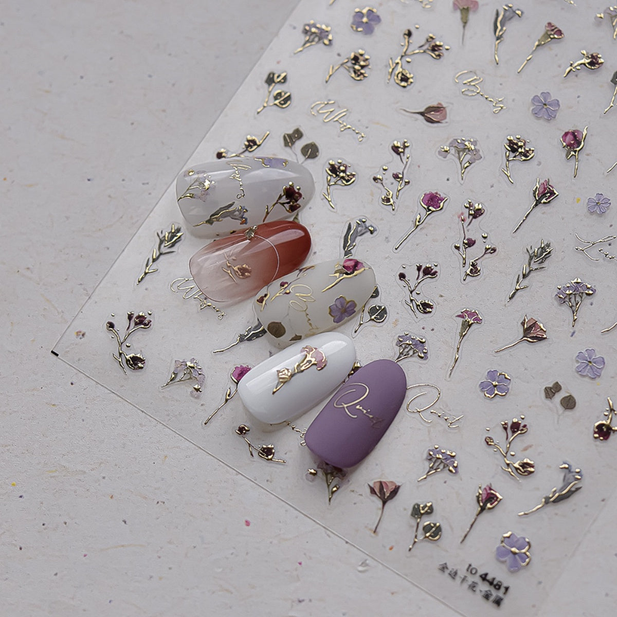 Gold outline mini nail stickers