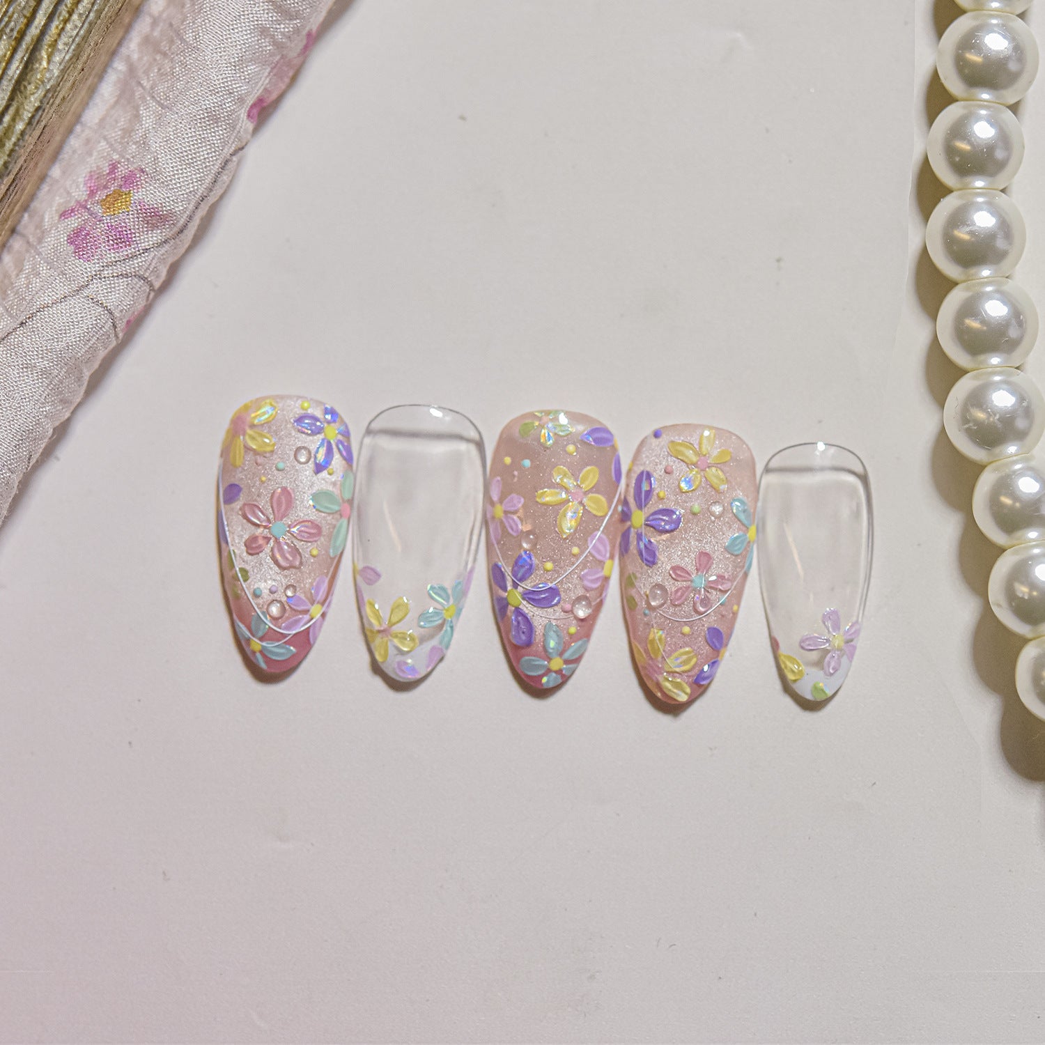 Set of floral nail art designs 