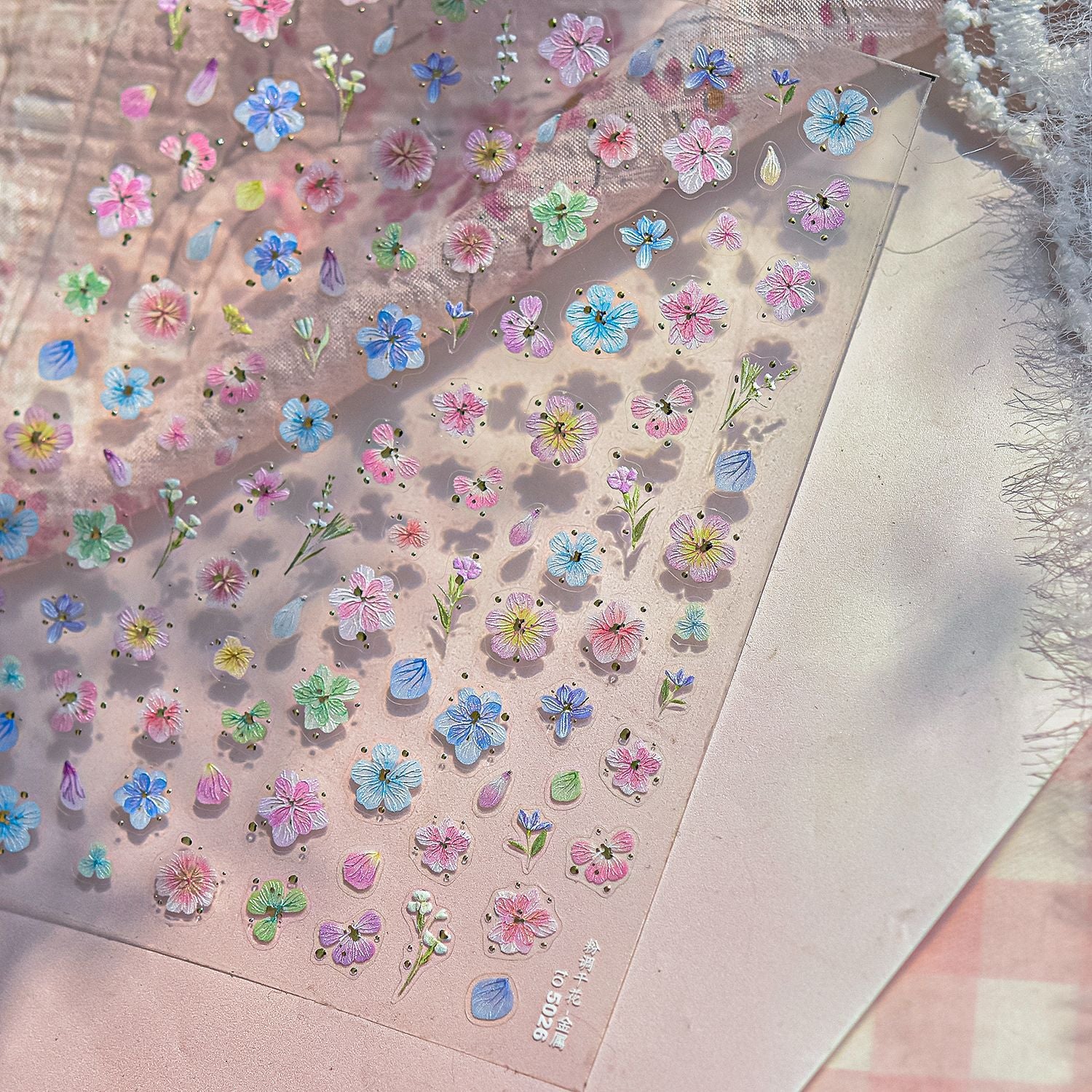 Sheet of colorful floral stickers 