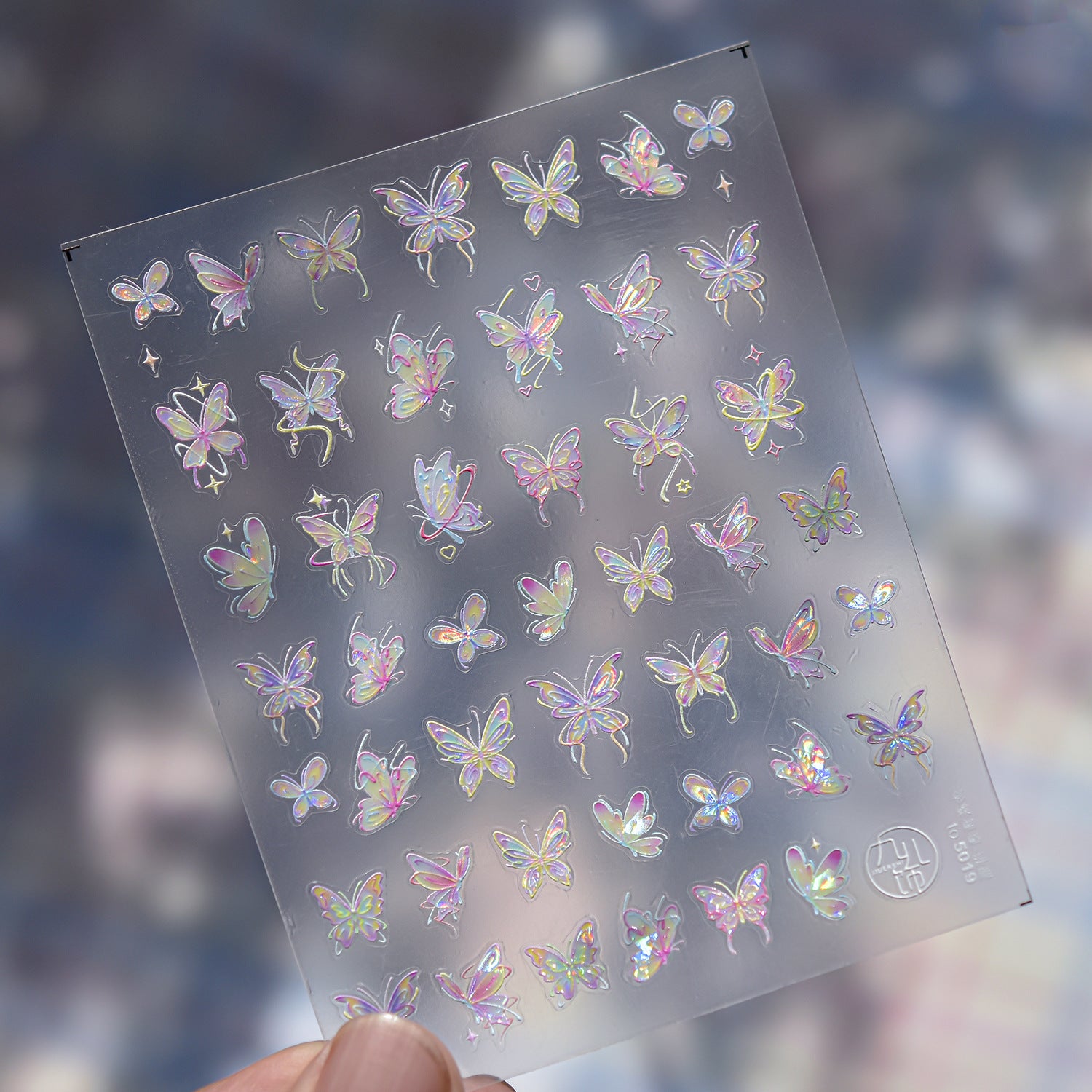 Sheet of colorful butterfly stickers