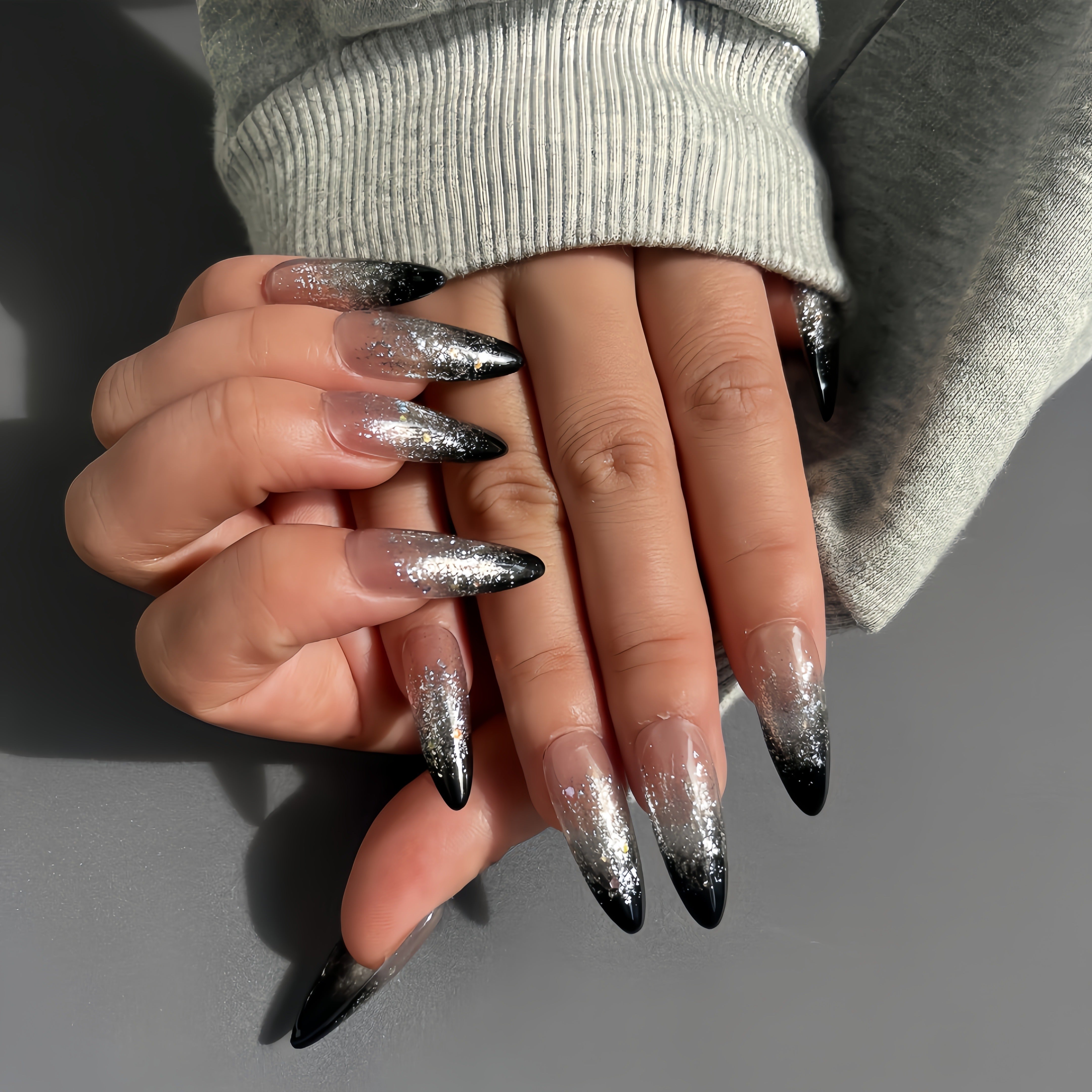Black Cat Eye Nails,Starry Galaxy Dress Press On Nails,Premium Nail,N – FoxyNail