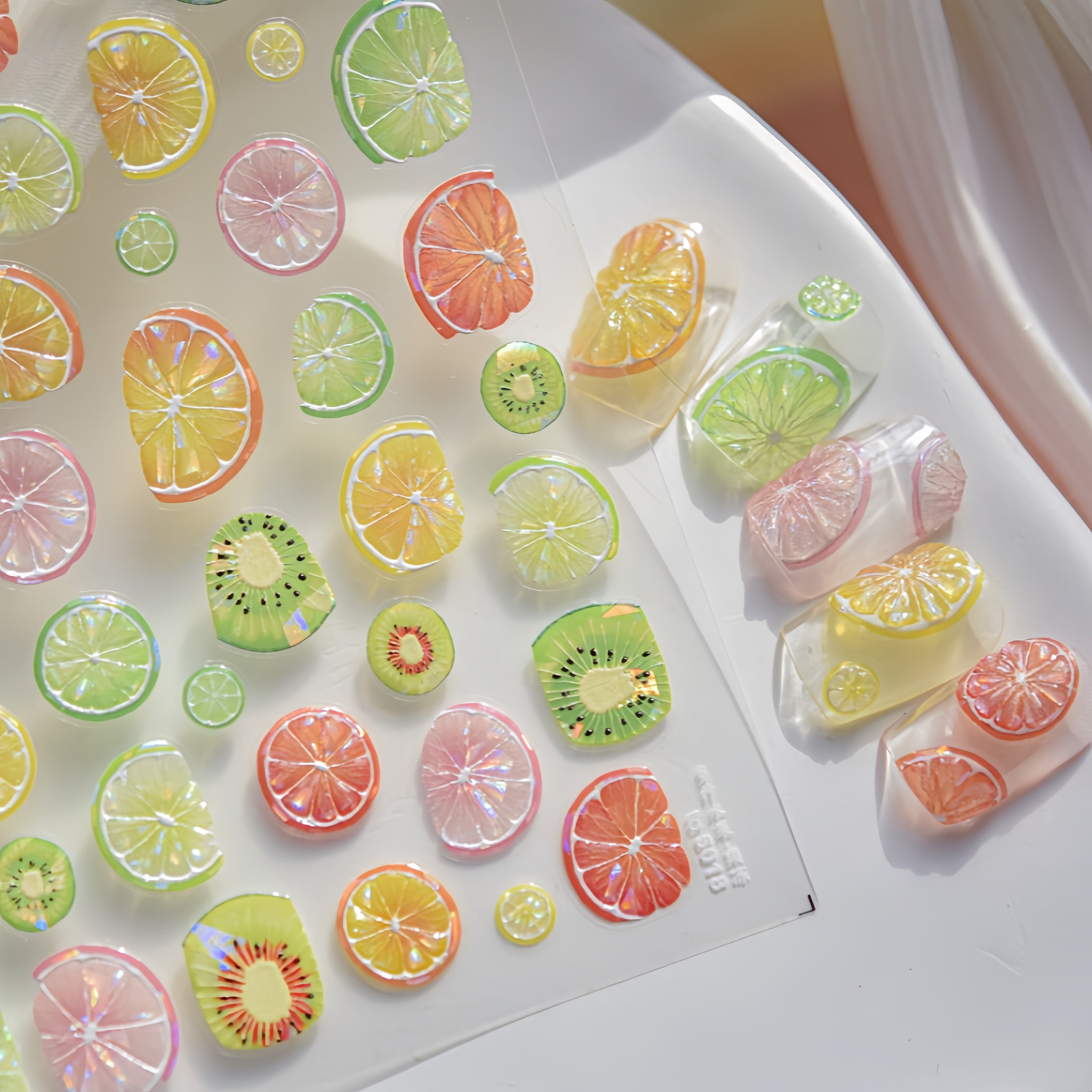 Colorful fruit-themed nail stickers 