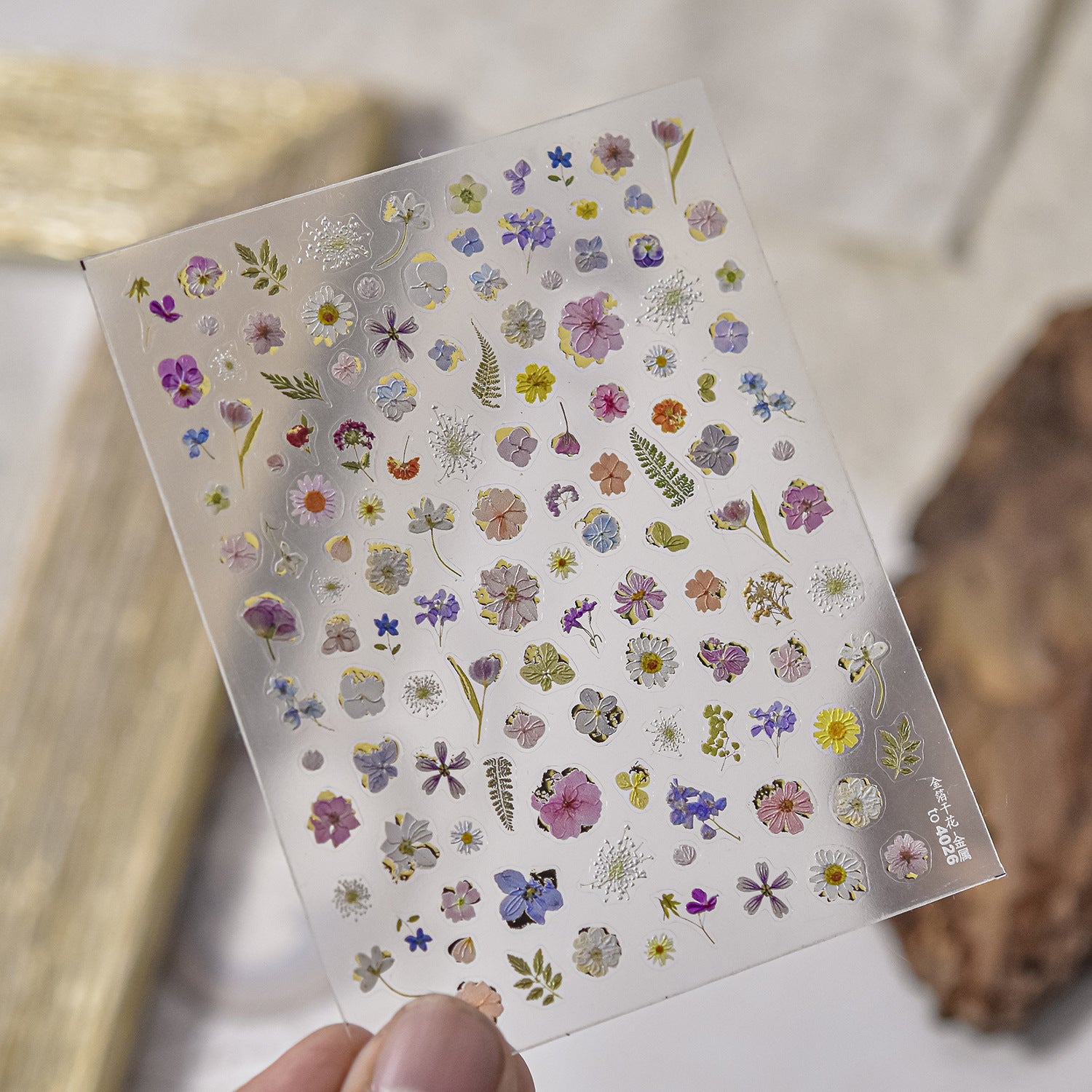 Sheet of floral nail stickers 