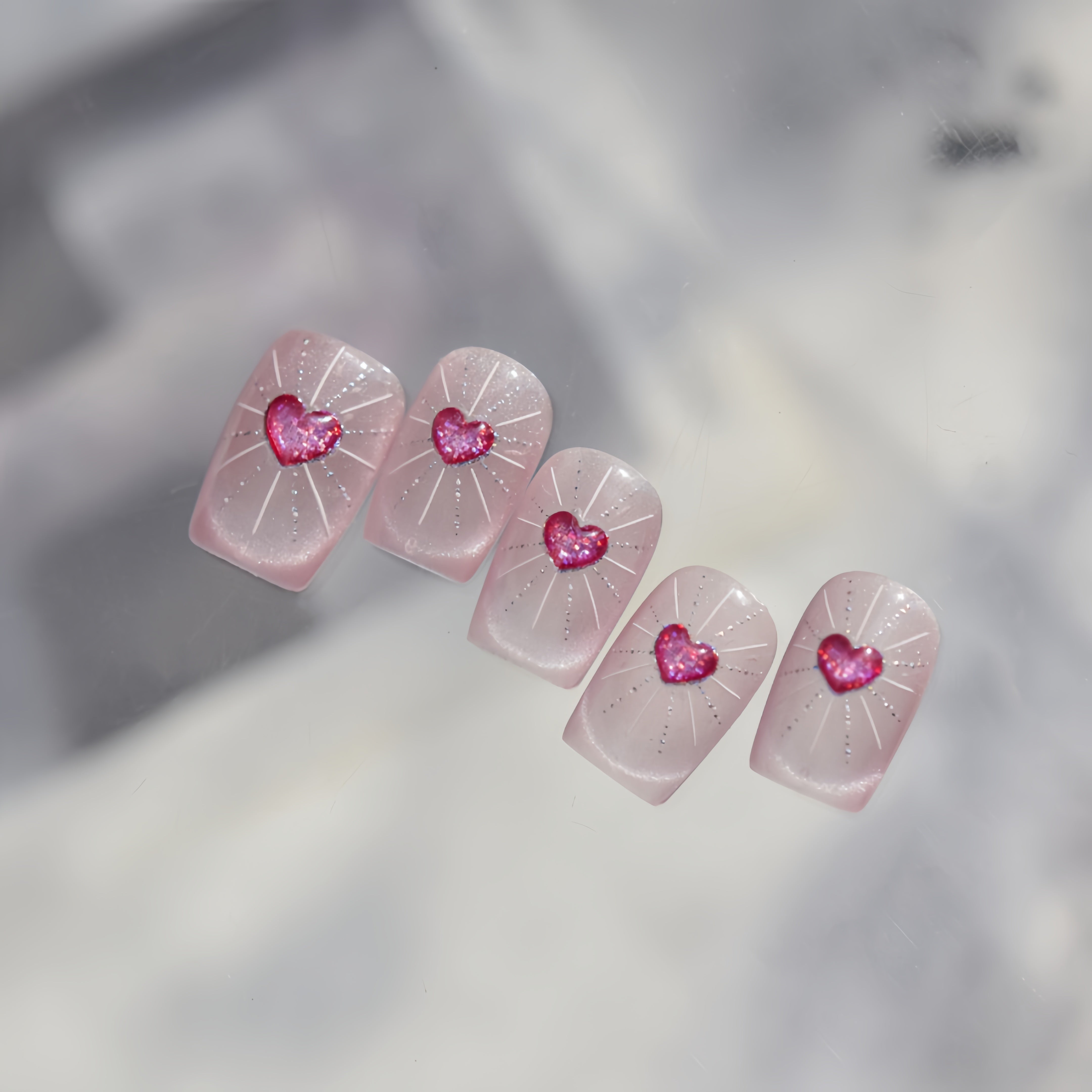pink nail art designs with heart shapes nail stickers