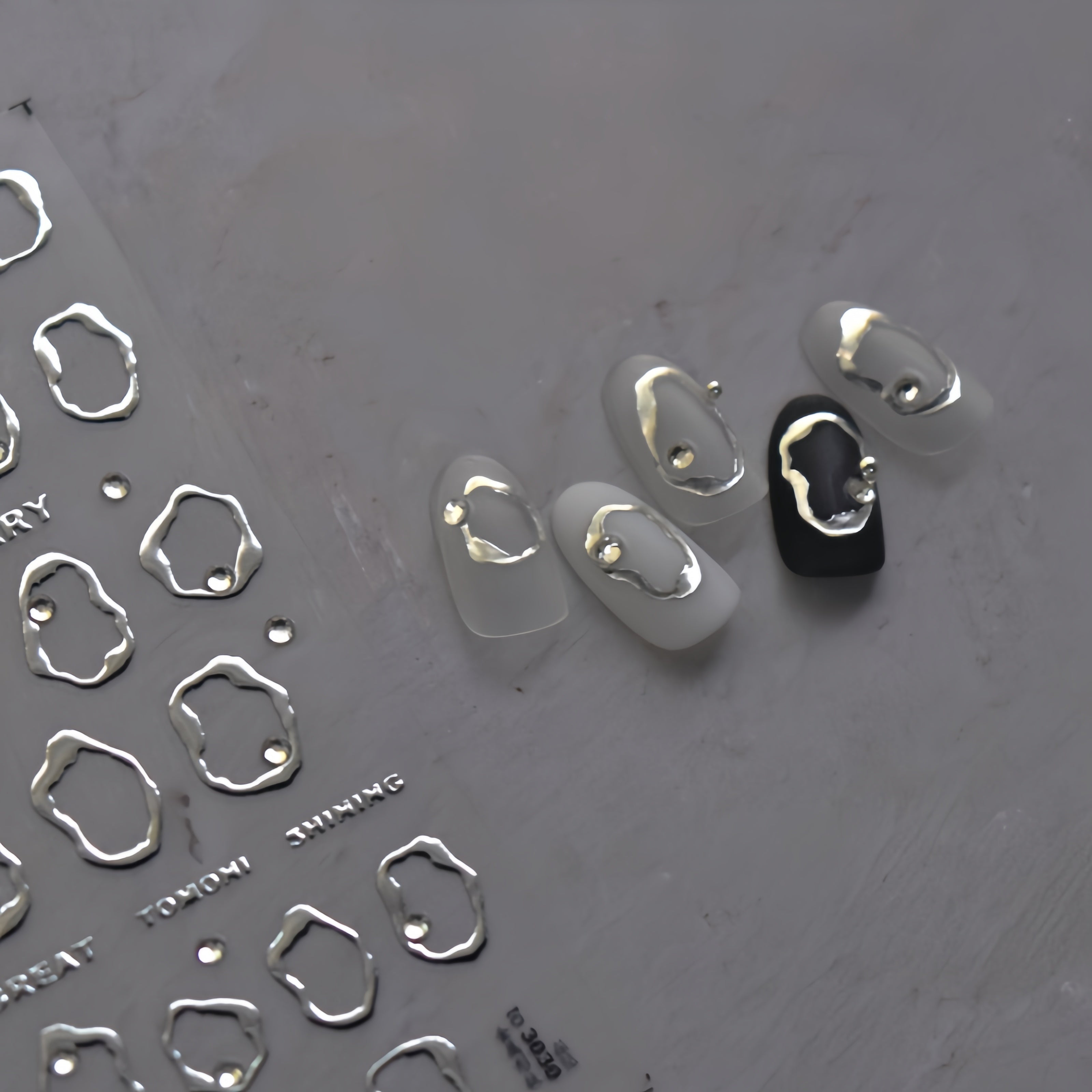 Silver nail art stickers