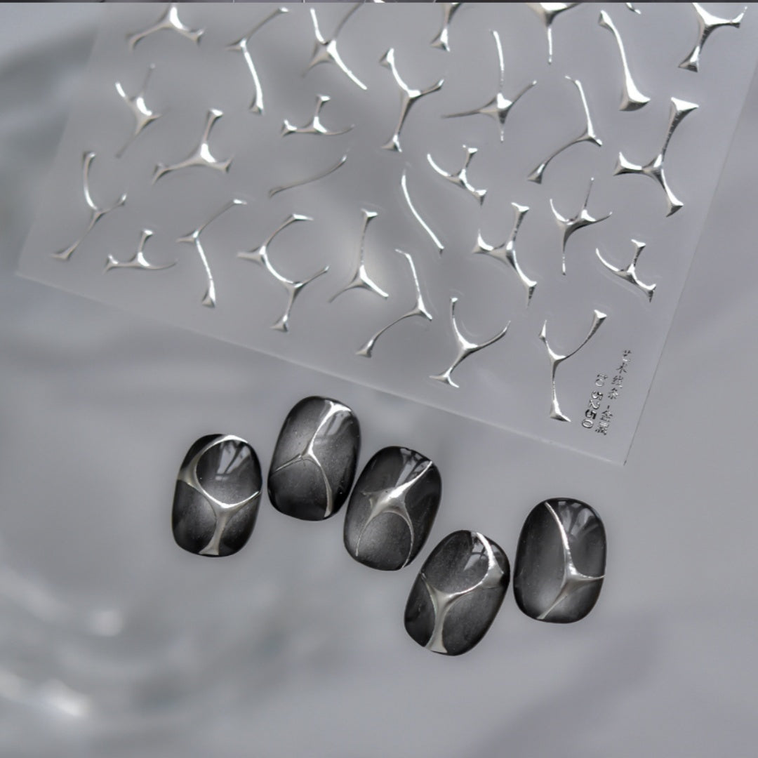 Set of metallic nail art stickers 