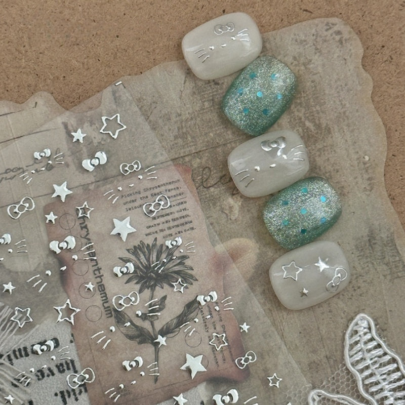 Decorative nail art stickers with star and bow designs